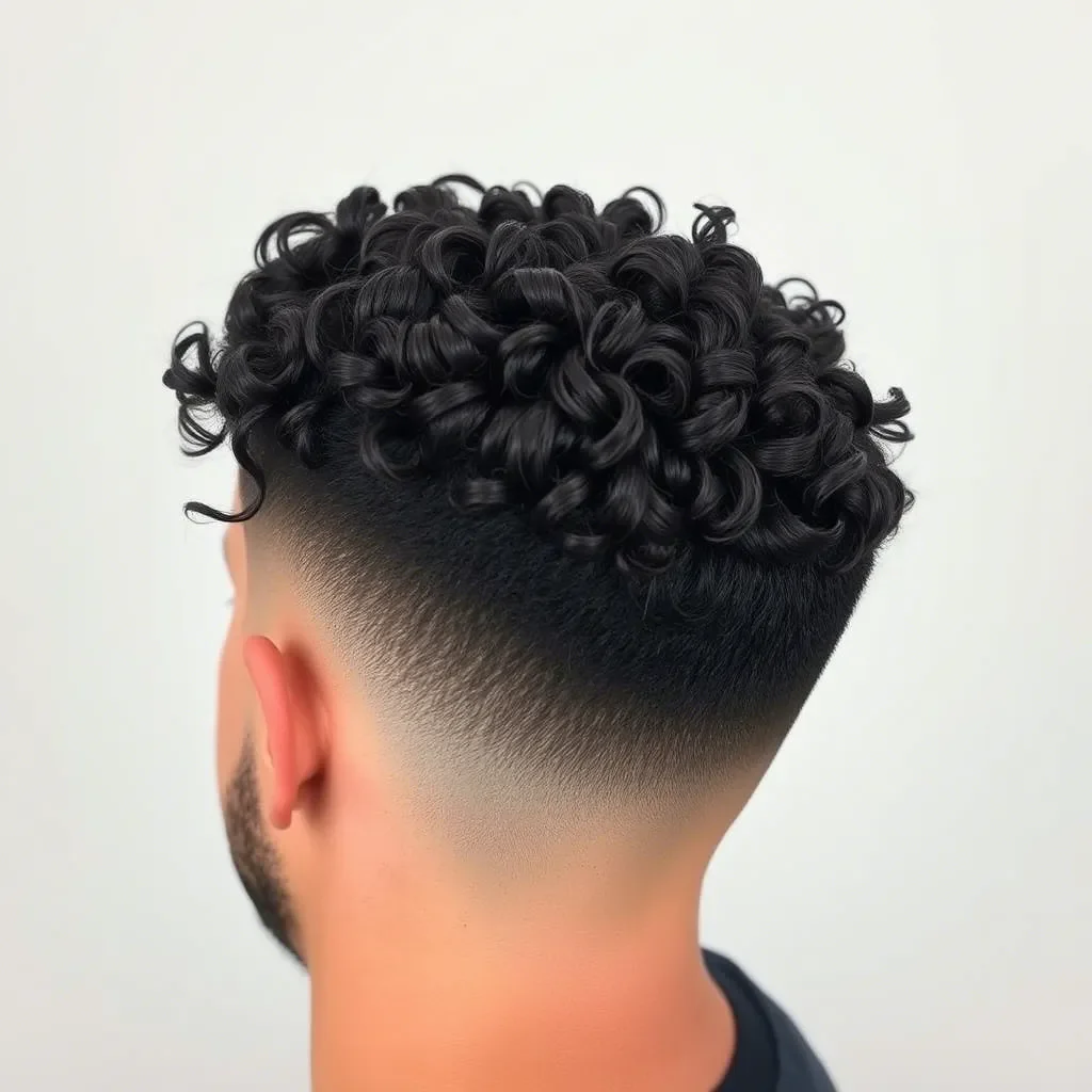 Curly Low Taper Fade with Defined Edges
