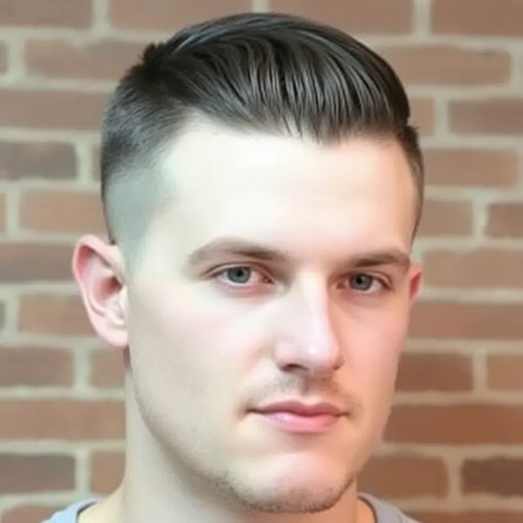 Side Swept Short Hair with A Low Taper
