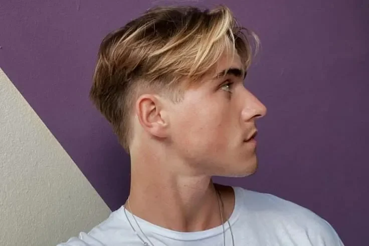 Trendy Parted Style Featuring a Mid Fade