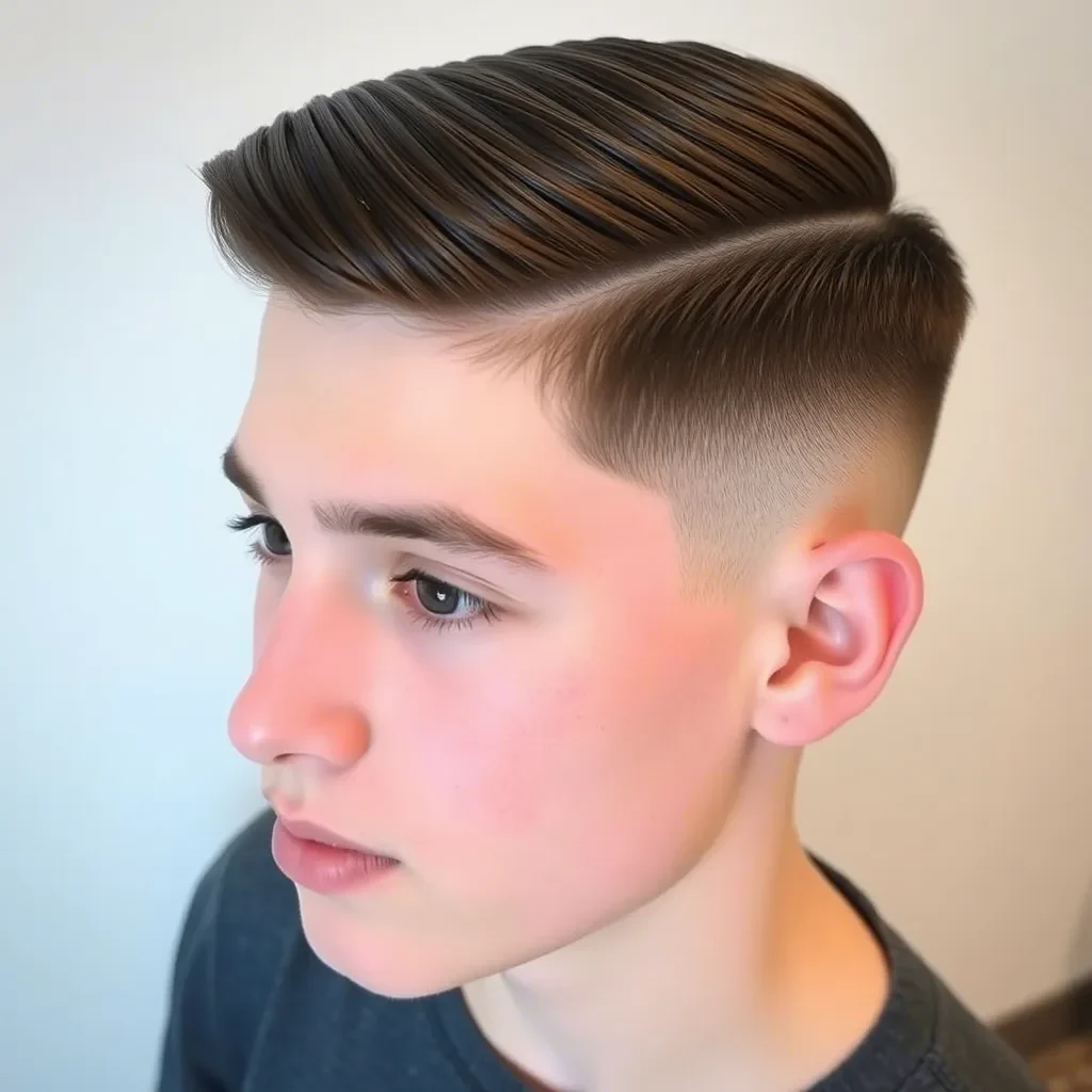 Hard Part Comb Over with Taper Fade