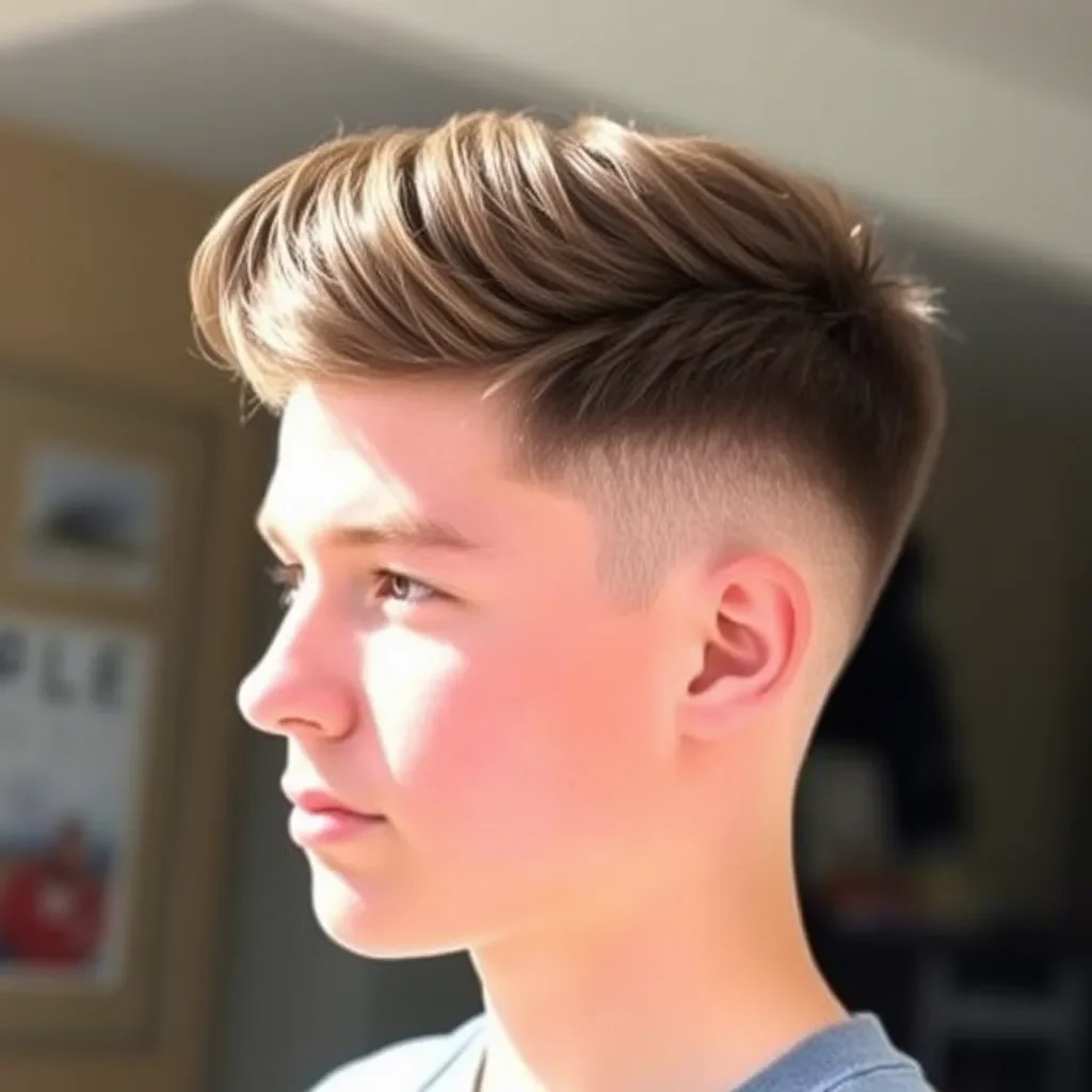 Modern Quiff with Mid-Low Skin Fade