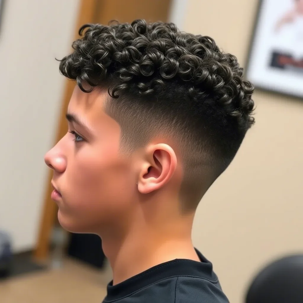 Short Curly Hair with Low Burst Fade
