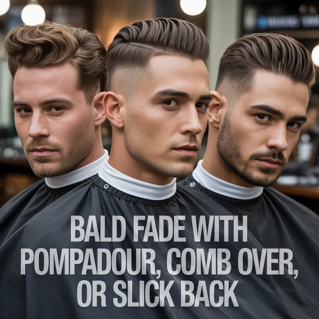 Bald Fade with Pompadour, Comb Over, or Slick Back