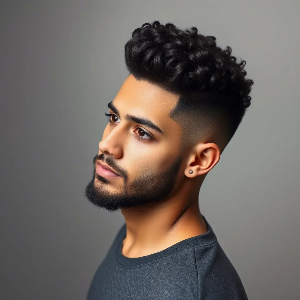 Burst Fade with Curly Hair