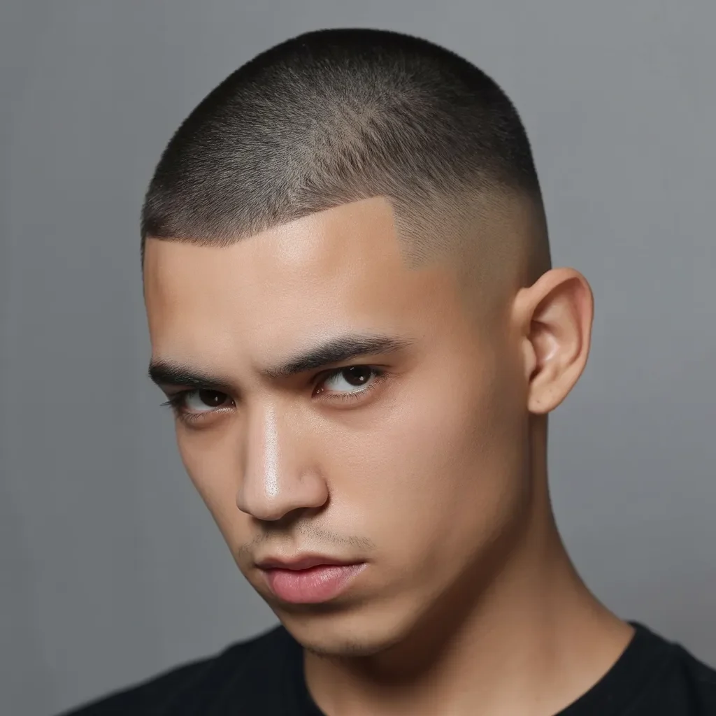 Buzz Cut with Line Up (Shape Up) and Mid Fade