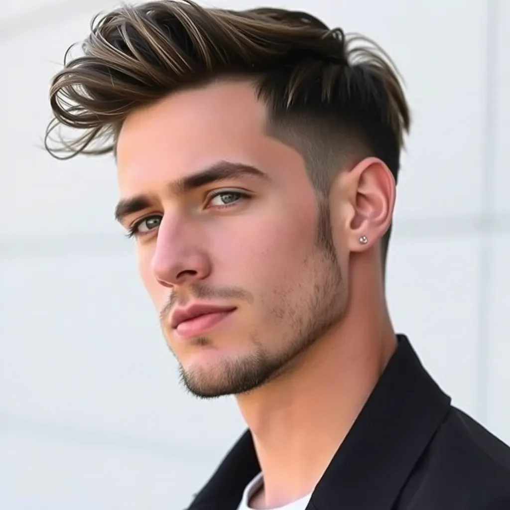 Casual Messy Brush Back with Disconnected Undercut Fade