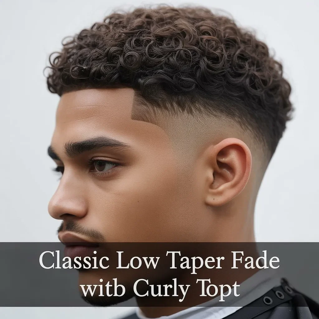 Classic Low Taper Fade with Curly Top