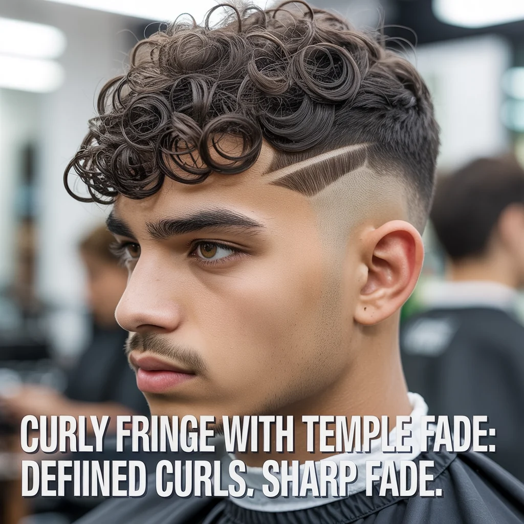 Curly Fringe with Temple Fade