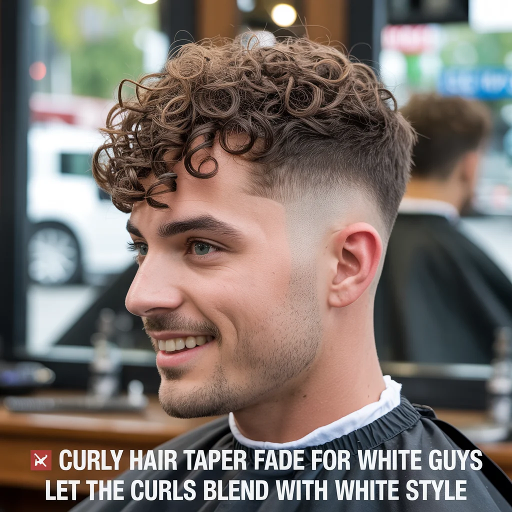 Curly Hair Taper Fade White Guy