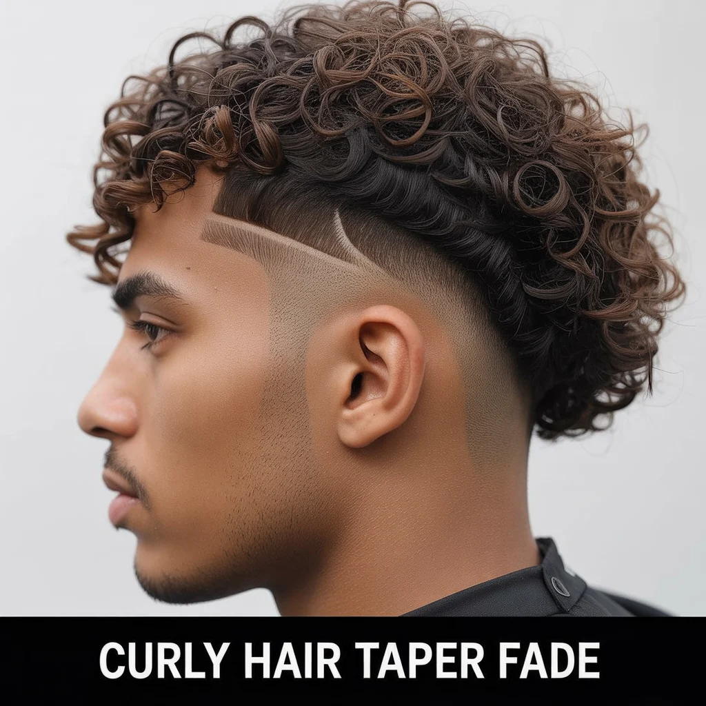 Curly hair taper fade