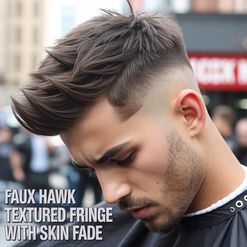 Faux Hawk Textured Fringe with Skin Fade