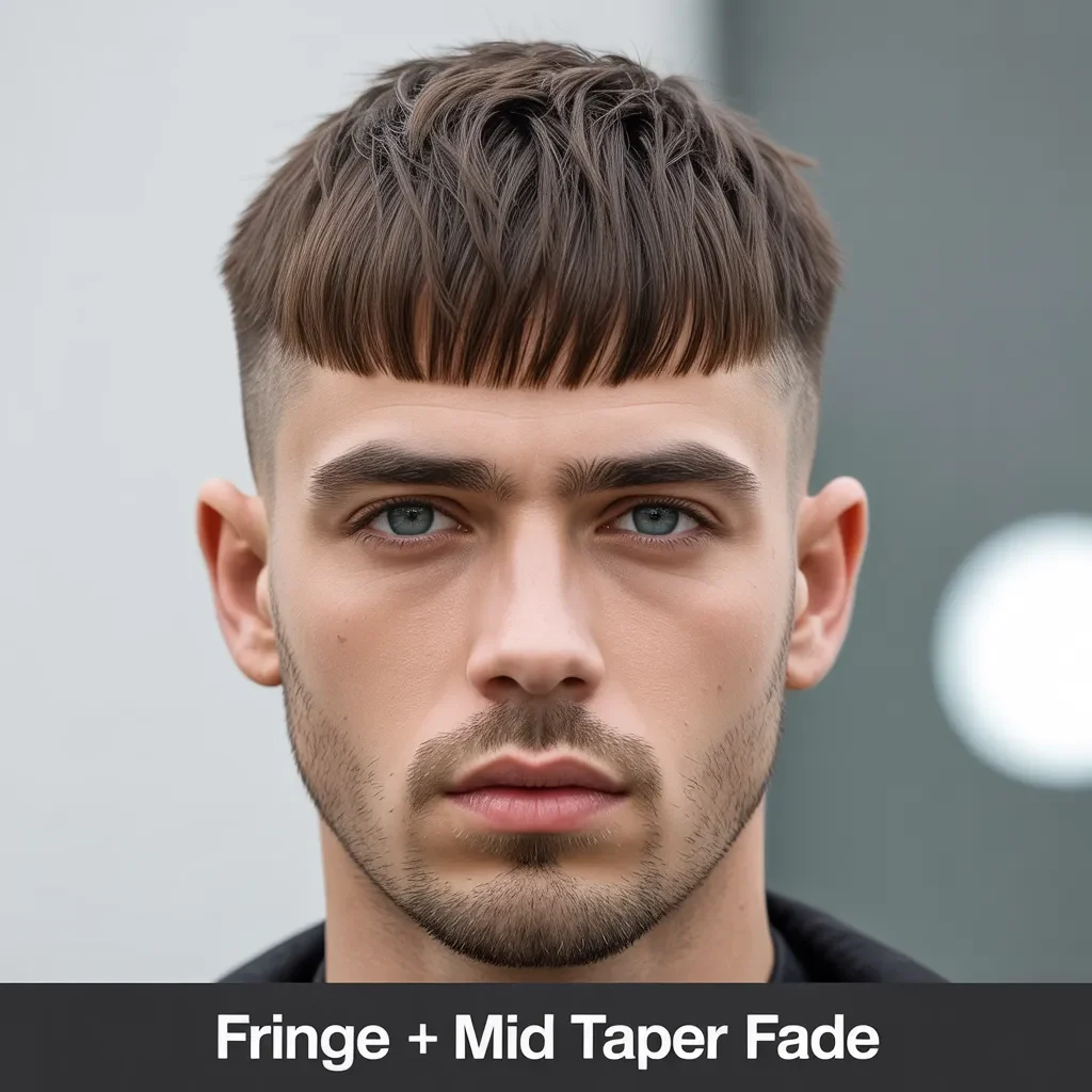 Fringe and Mid Taper Fade