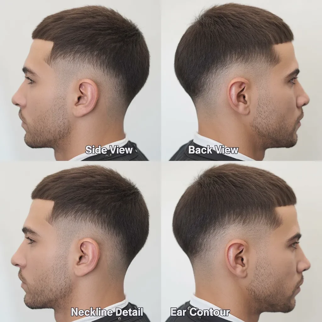Haircut shape: Sides, back, neckline, and ear