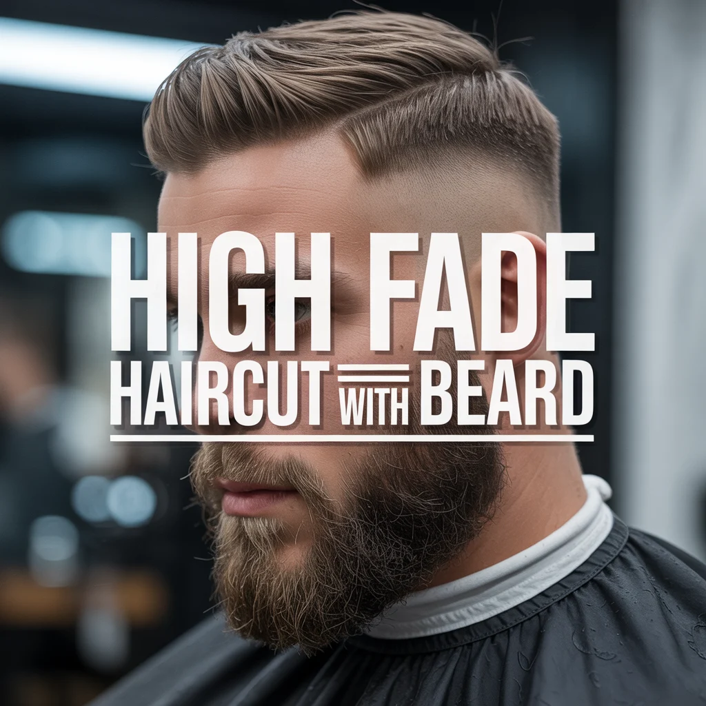 High Fade Haircut with Beard
