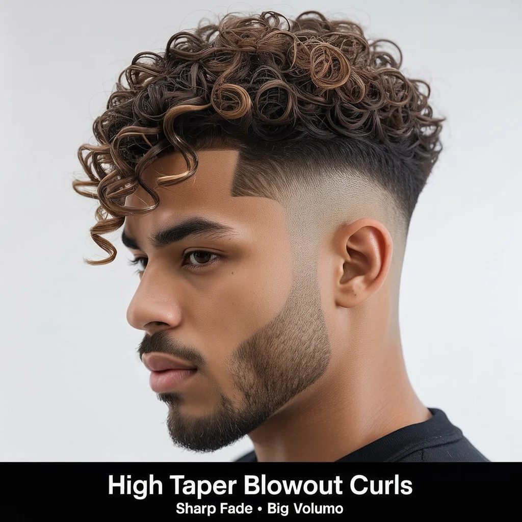 High taper blowout curly hair