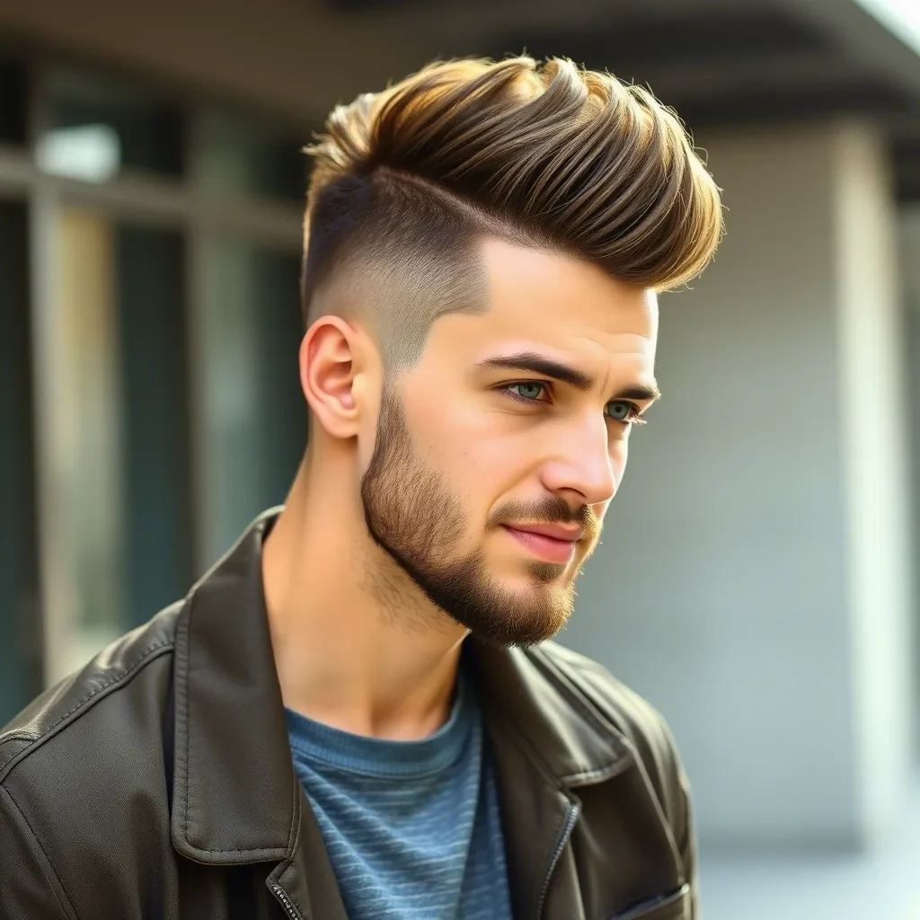 Hipster Faux Hawk with Undercut Fade and Beard