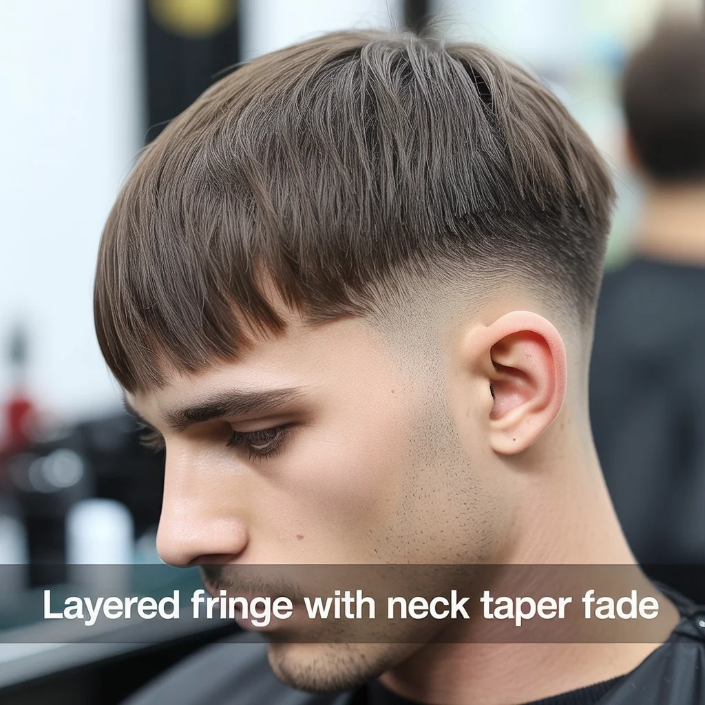 Layered Fringe with Neck Taper Fade