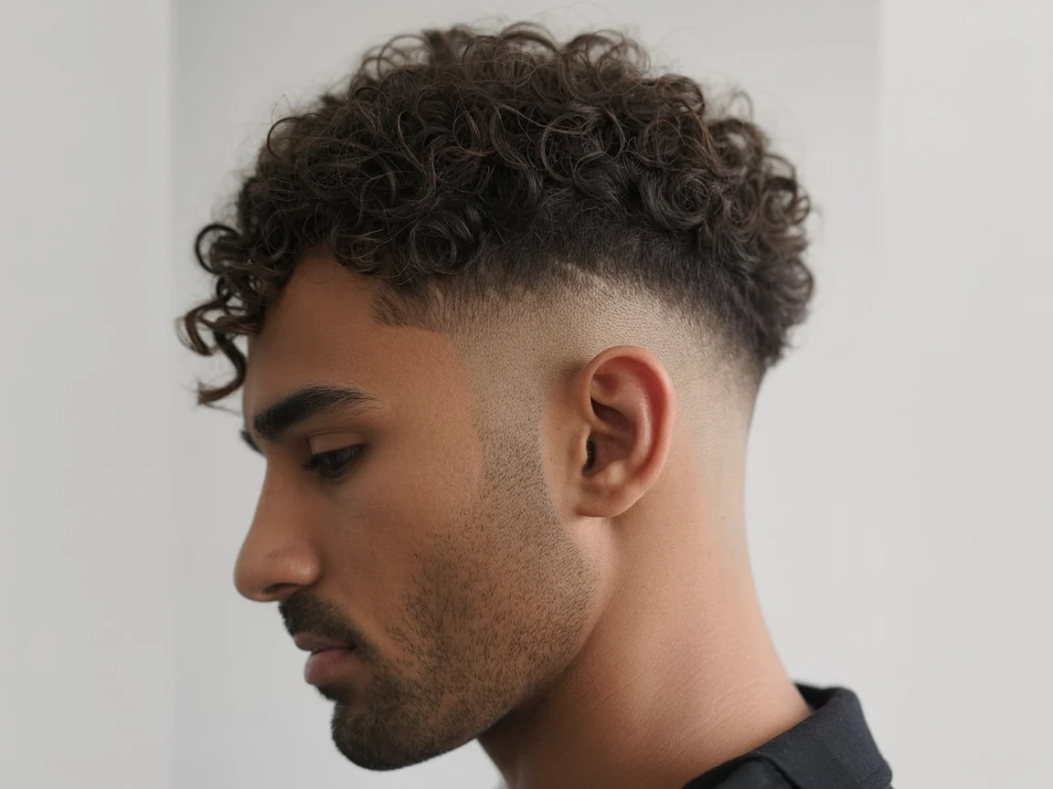Low Drop Fade with Shadow Fade for Curls