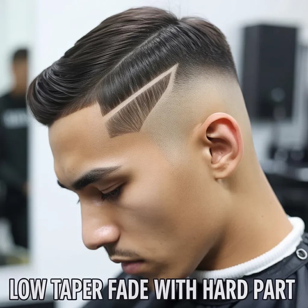Low Taper Fade with Hard Part