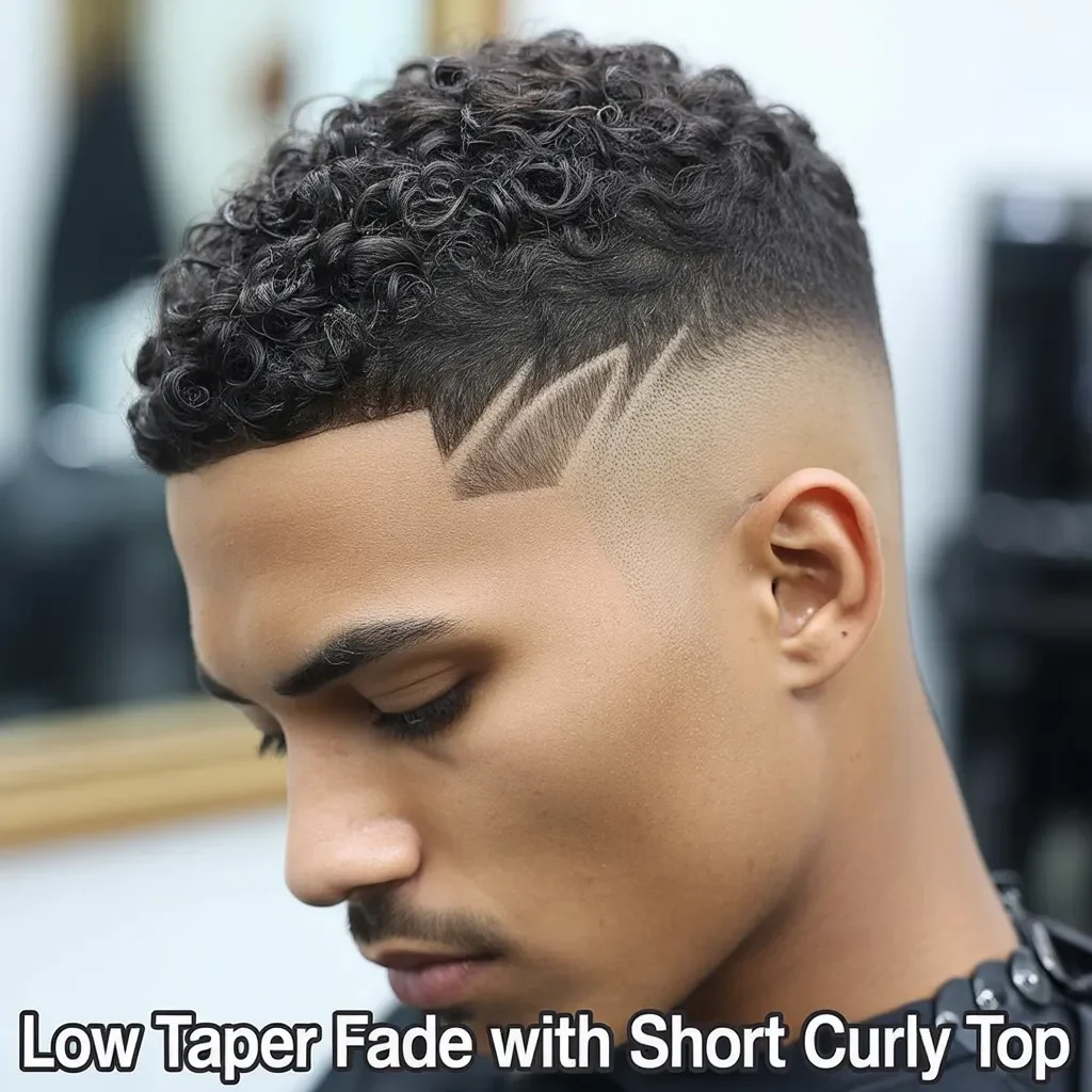 Low Taper Fade with Short Curly Top