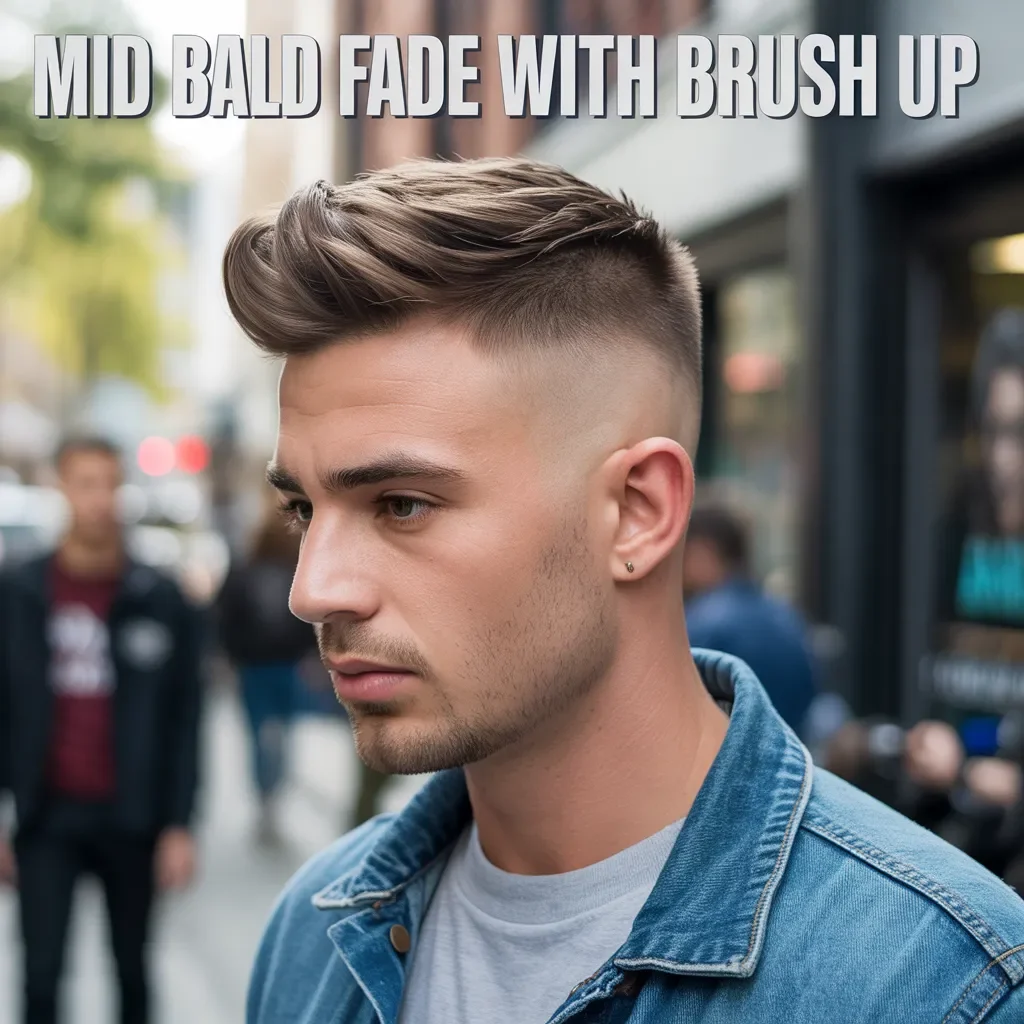 Mid Bald Fade With Brush Up