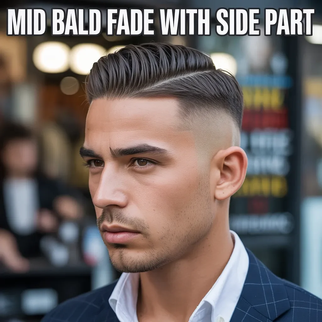 Mid Bald Fade With Side Part