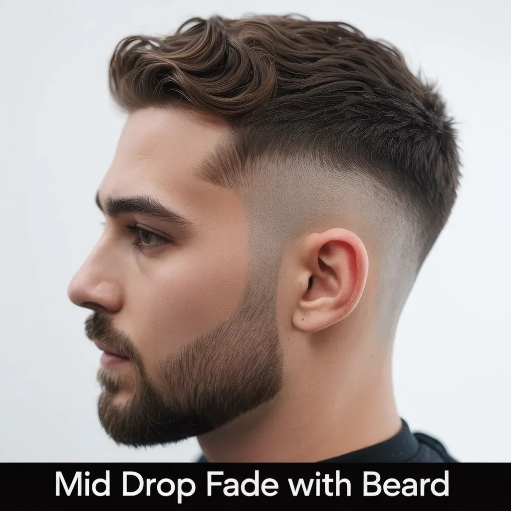Mid Drop Fade with Beard