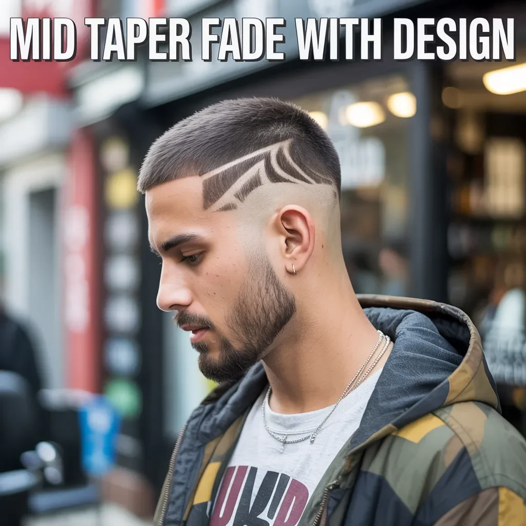 Mid Taper Fade with Design