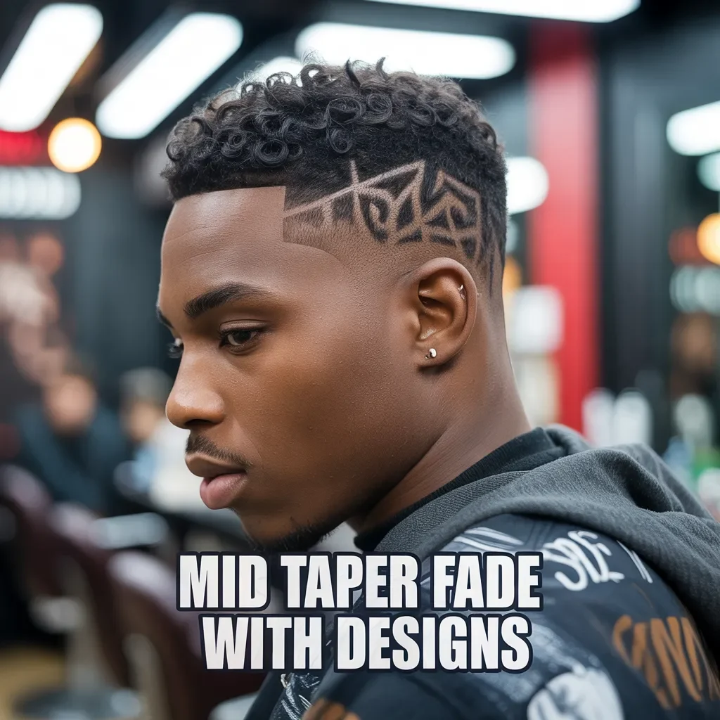 Mid Taper Fade with Designs