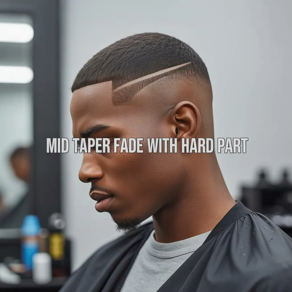 Mid Taper Fade with Hard Part