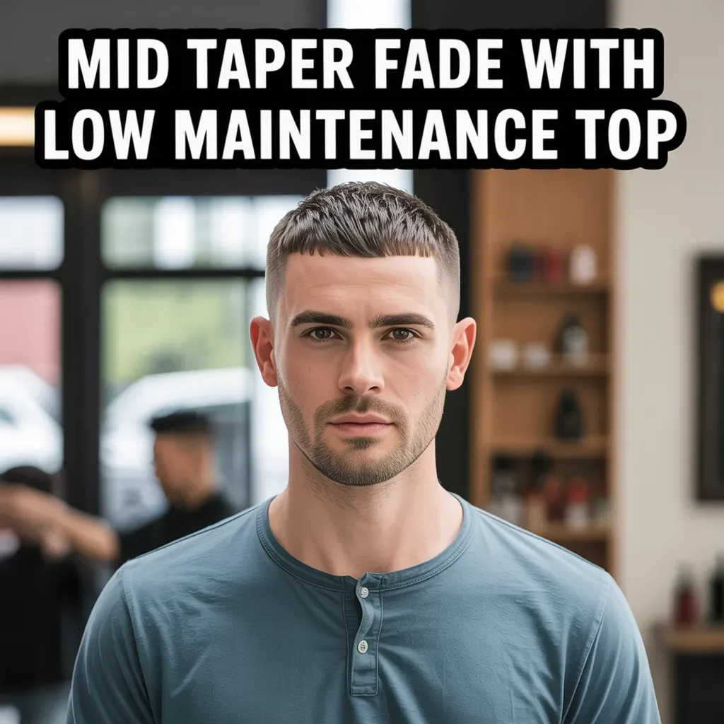 Mid Taper Fade with Low Maintenance Top