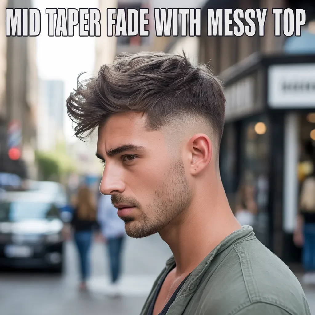 Mid Taper Fade with Messy Top