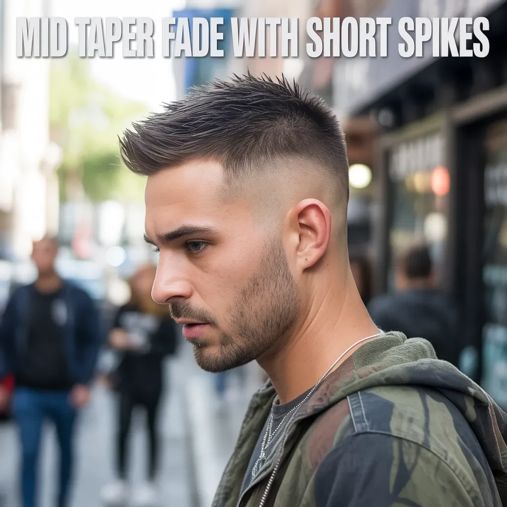 Mid Taper Fade with Short Spikes