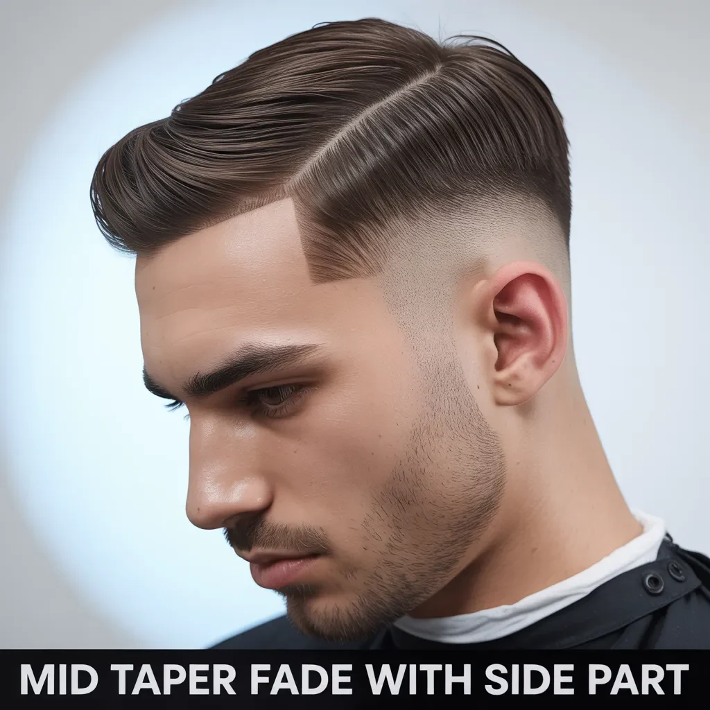 Mid Taper Fade with Side Part