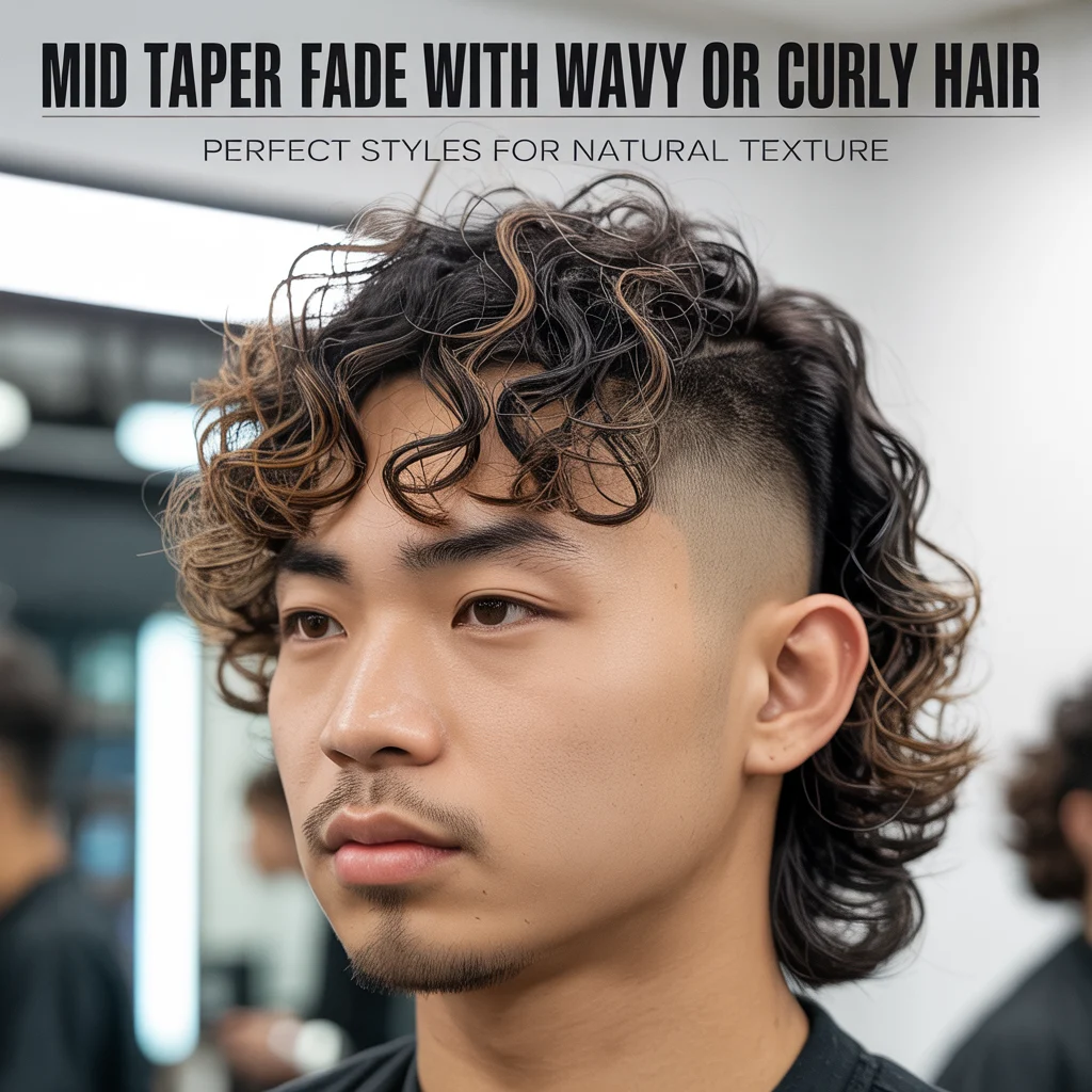 Mid Taper Fade with Wavy or Curly Hair