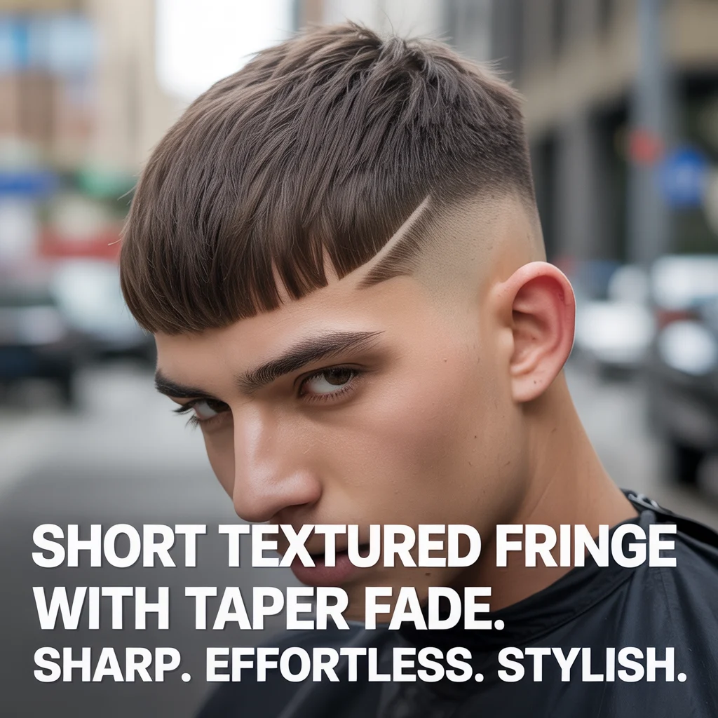 Short Textured Fringe with Taper Fade