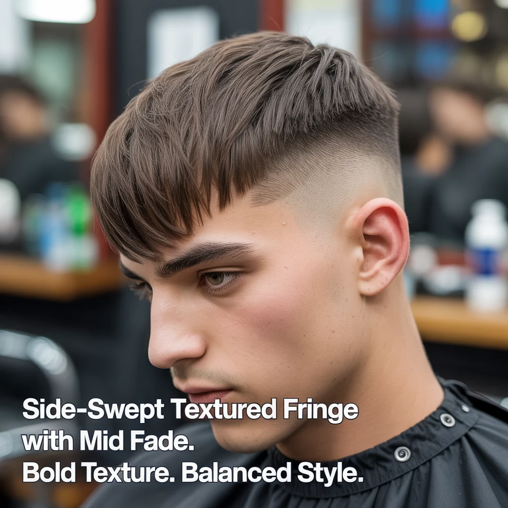 Side-Swept Textured Fringe with Mid Fade