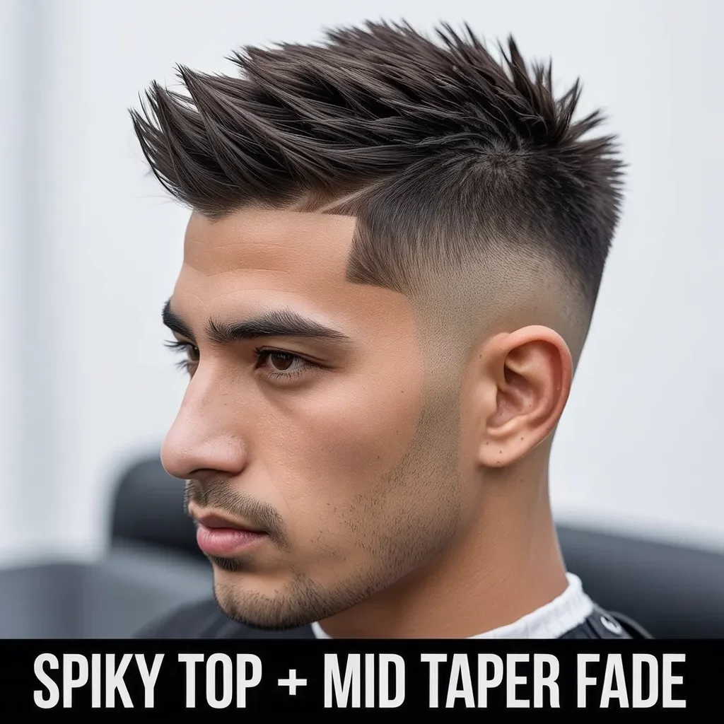 Spiky Top and Mid Taper Fade