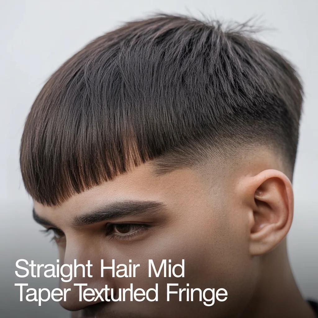 Straight Hair Mid Taper Textured Fringe