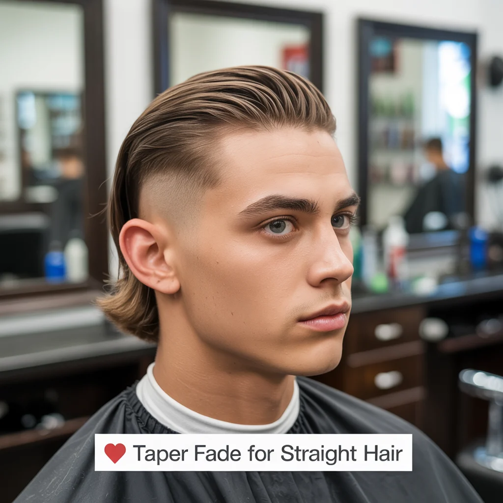 Straight Hair Taper Fade Men
