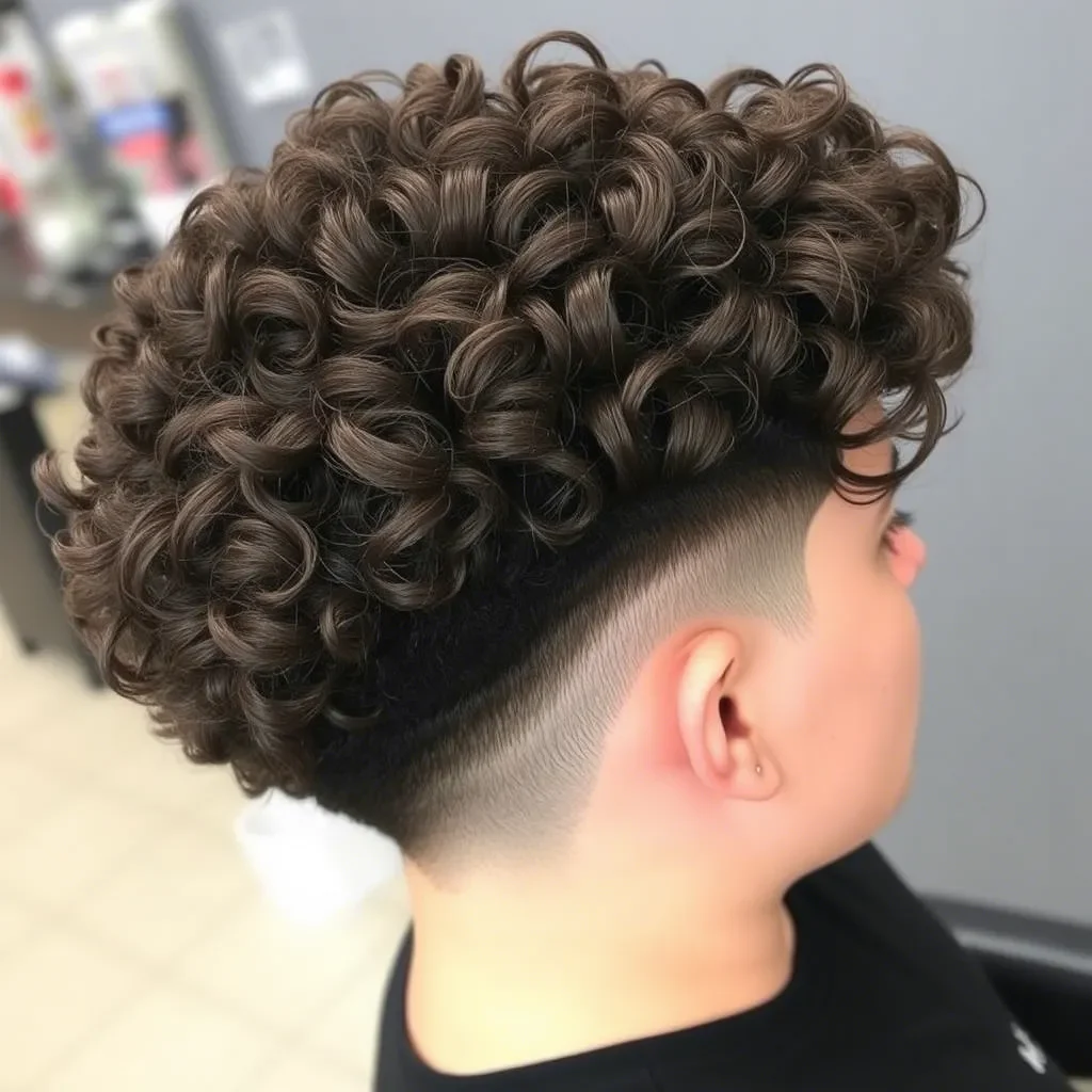 Stylish Curly Hair with Faded Undercut