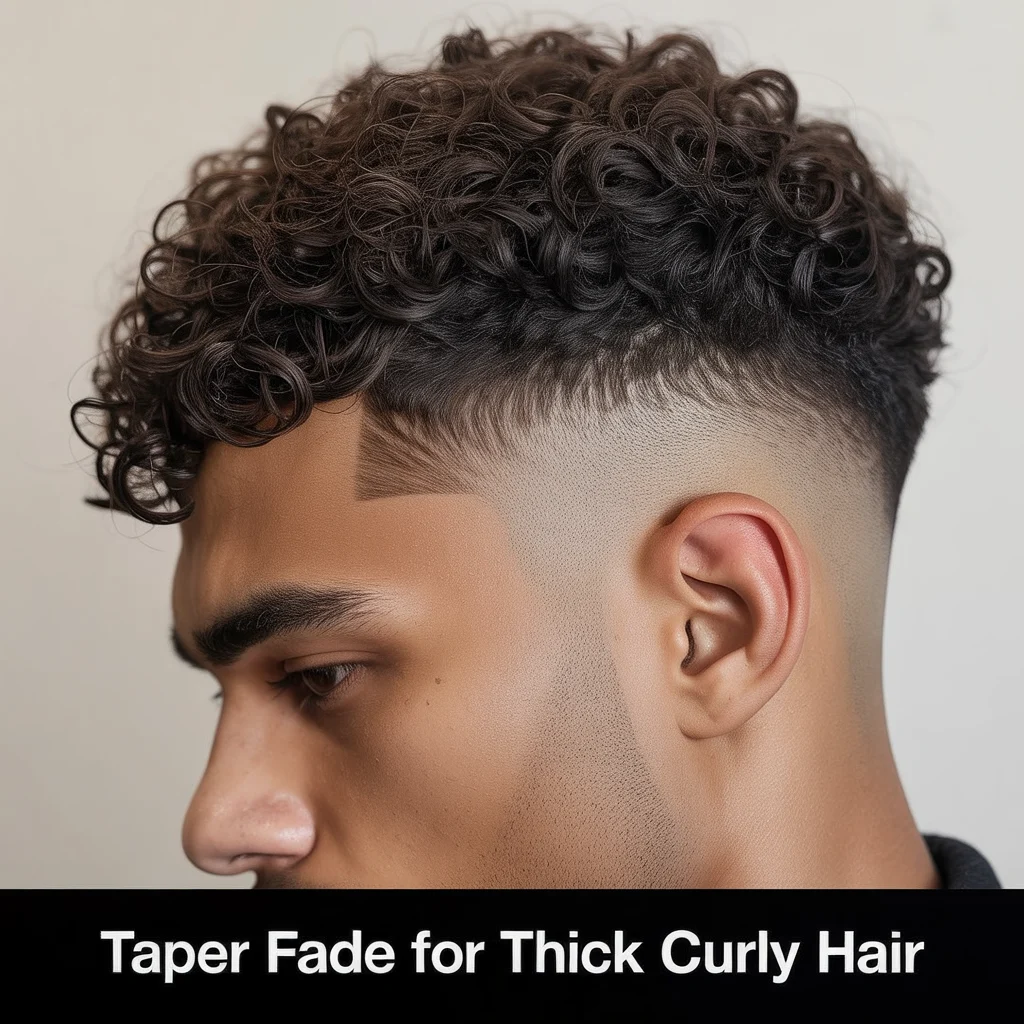 Taper fade for thick curly hair