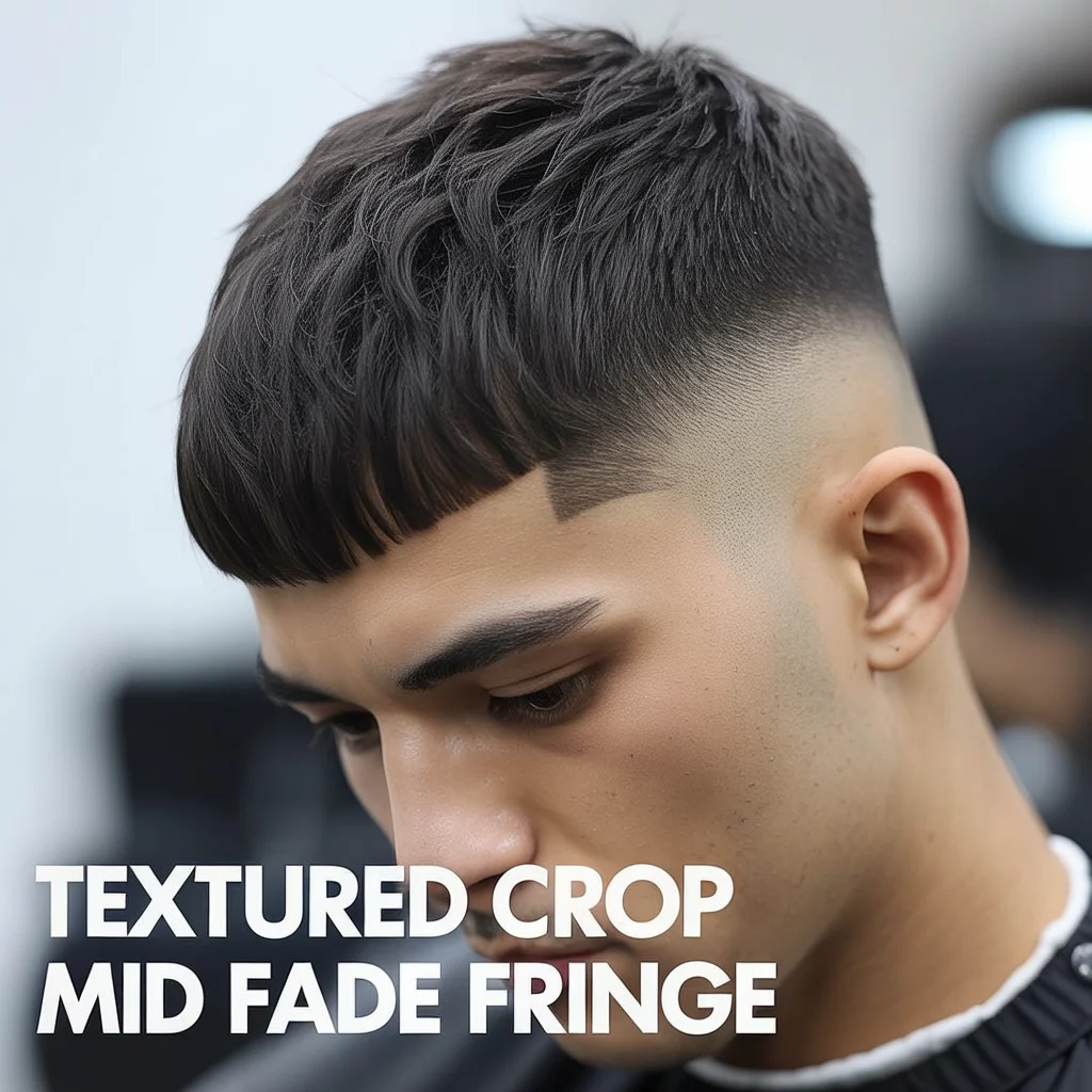 Textured Crop Mid Fade Fringe
