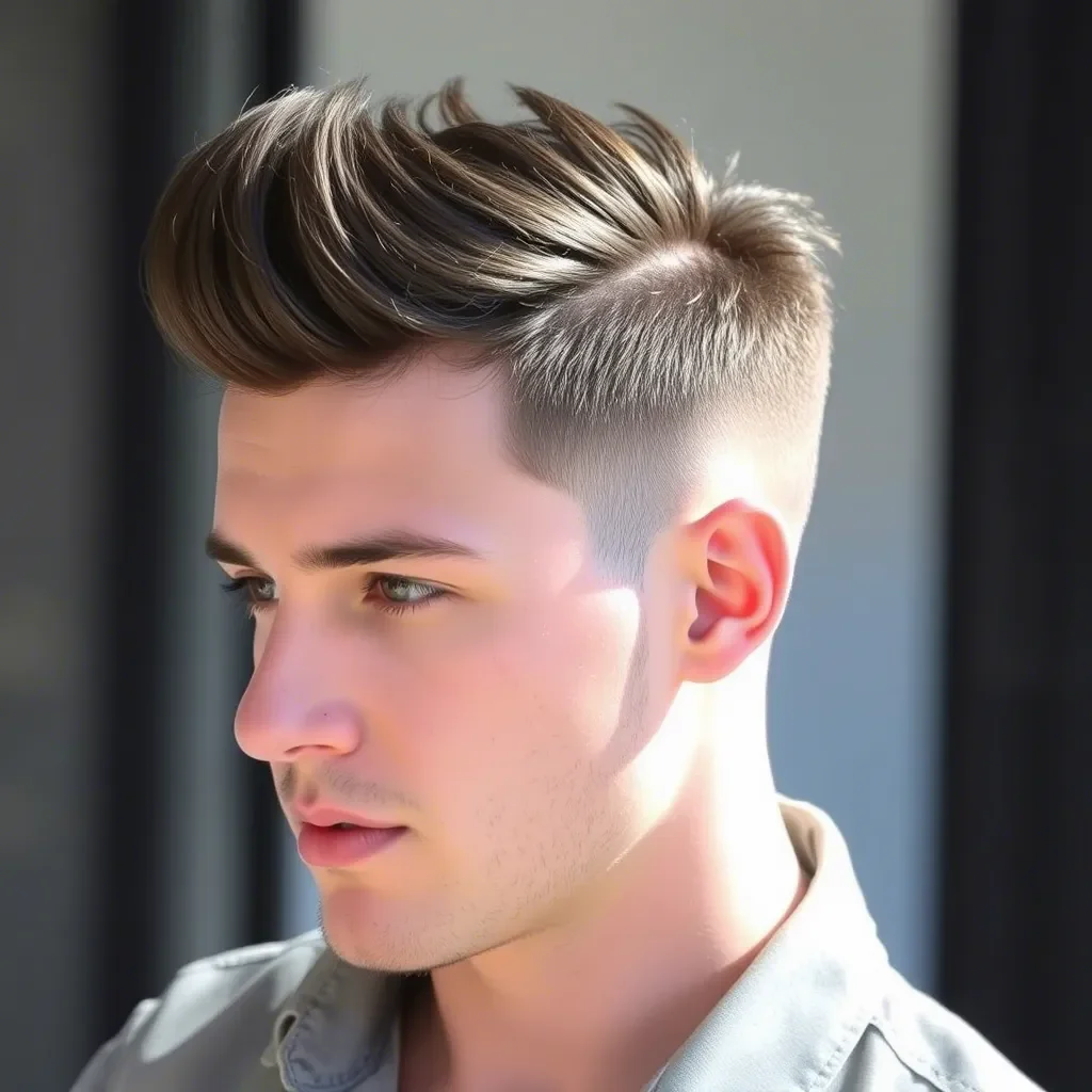 Textured Pompadour with Undercut Drop Fade