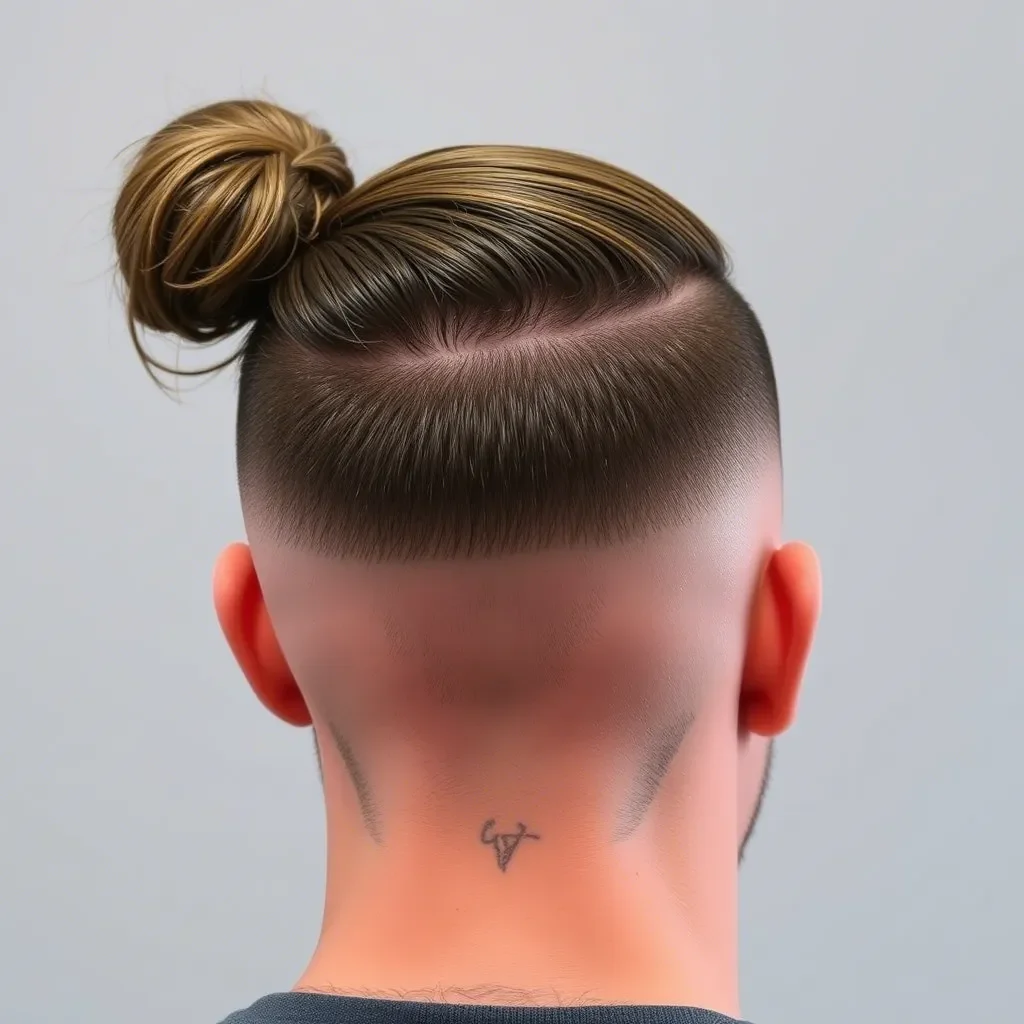 Trendy Man Bun with Low Temp Fade Undercut