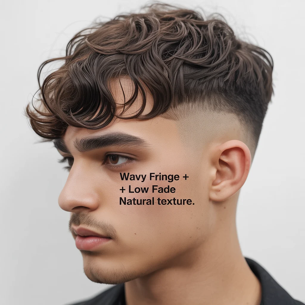 Wavy Textured Fringe with Low Fade