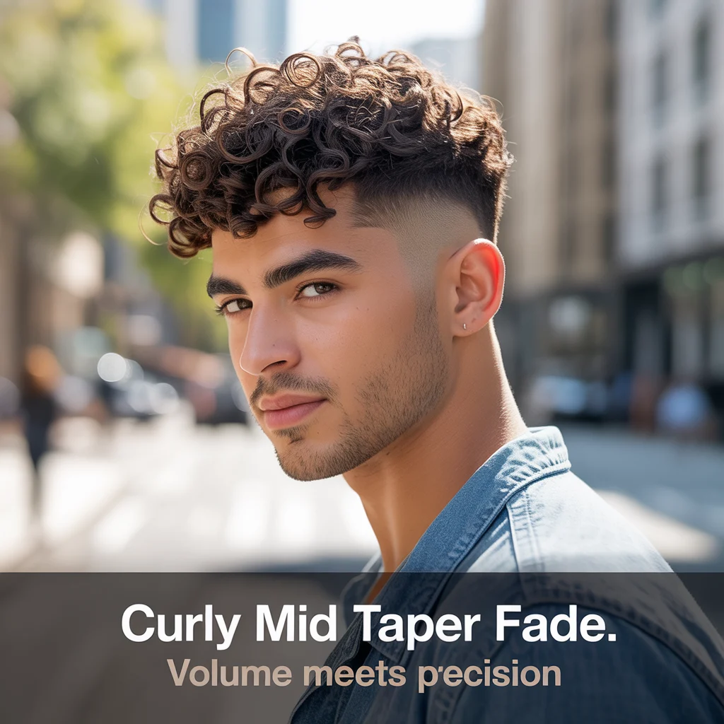 Curly Mid Taper Fade