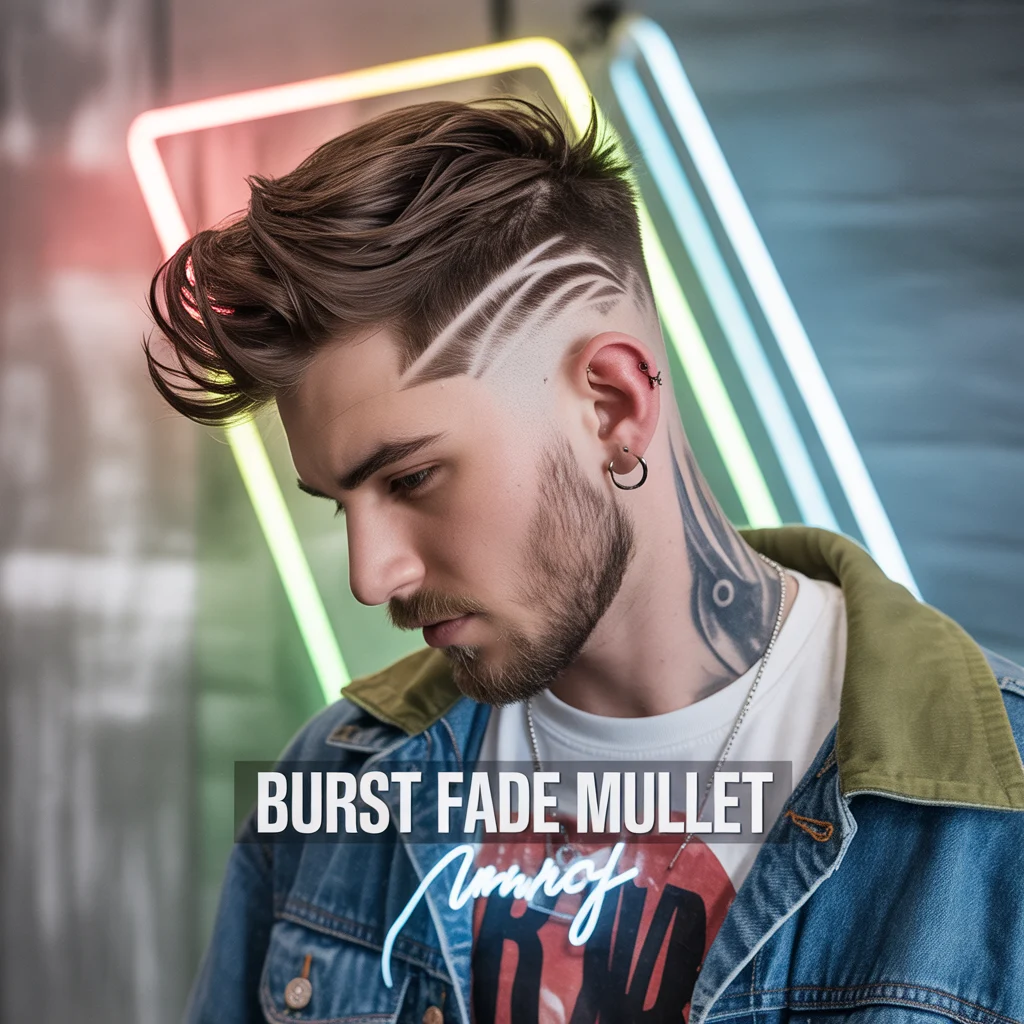 Burst Fade Mullet With Taper