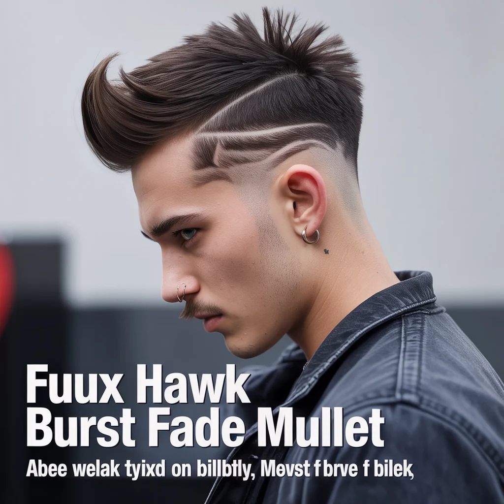 Faux Hawk Burst Fade Mullet