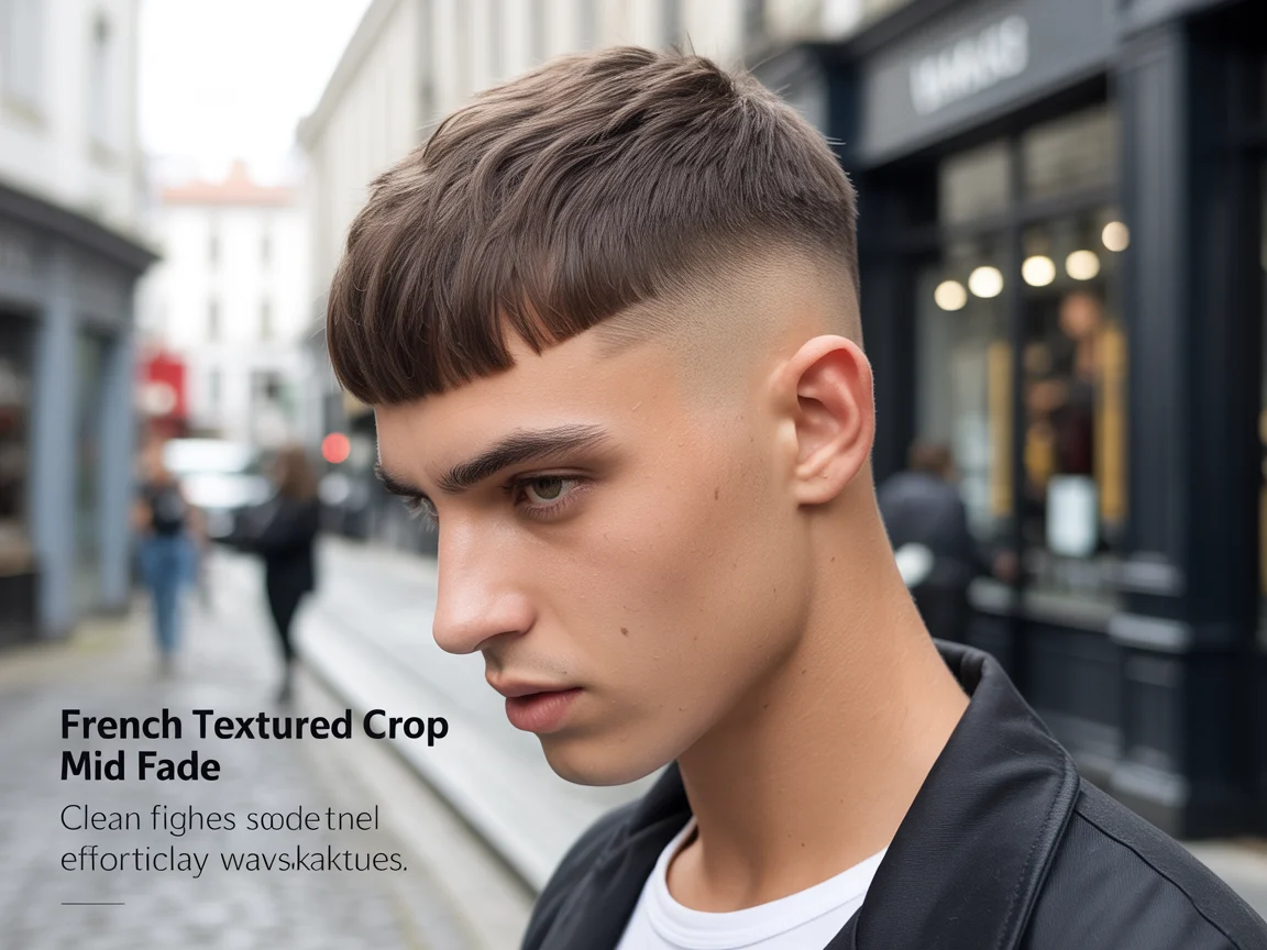 French textured Crop Mid Fade